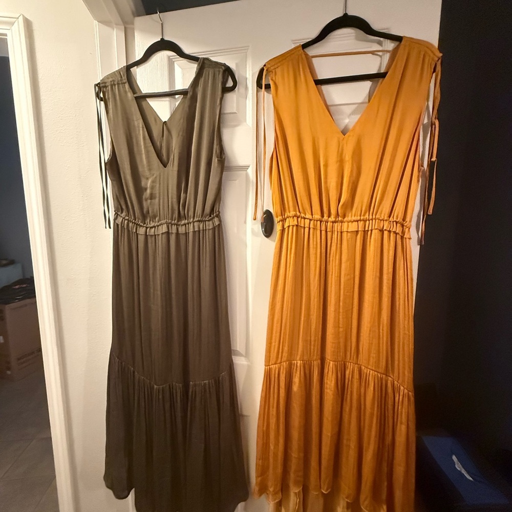 Banana Republic Orange Maxi Sundress V-Neck Casual